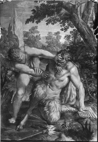 Cupid and Pan by Agostino Carracci